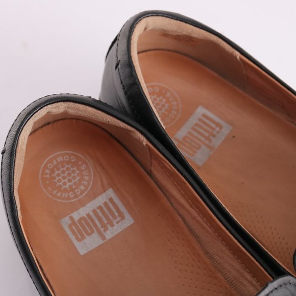 Fitflop Petrina Chain Loafer Platfrom Slip On Women 9 Black Leather Comfy Toning - Picture 12 of 14